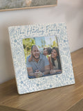 PMC blue floral ceramic 4x4 photo frame, imported from the UK