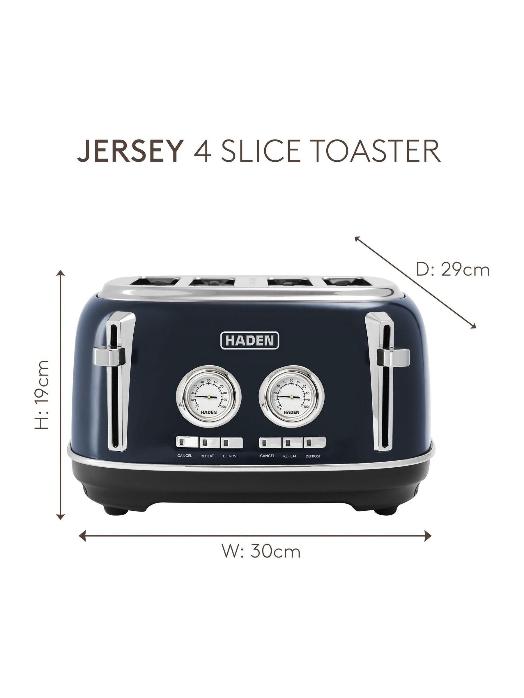 Haden Steel Blue Jersey 4 slice toaster, UK version