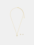 Accessorize Gold Tone 14ct Plated Diamante Pendant Necklace & Stud Earrings Set