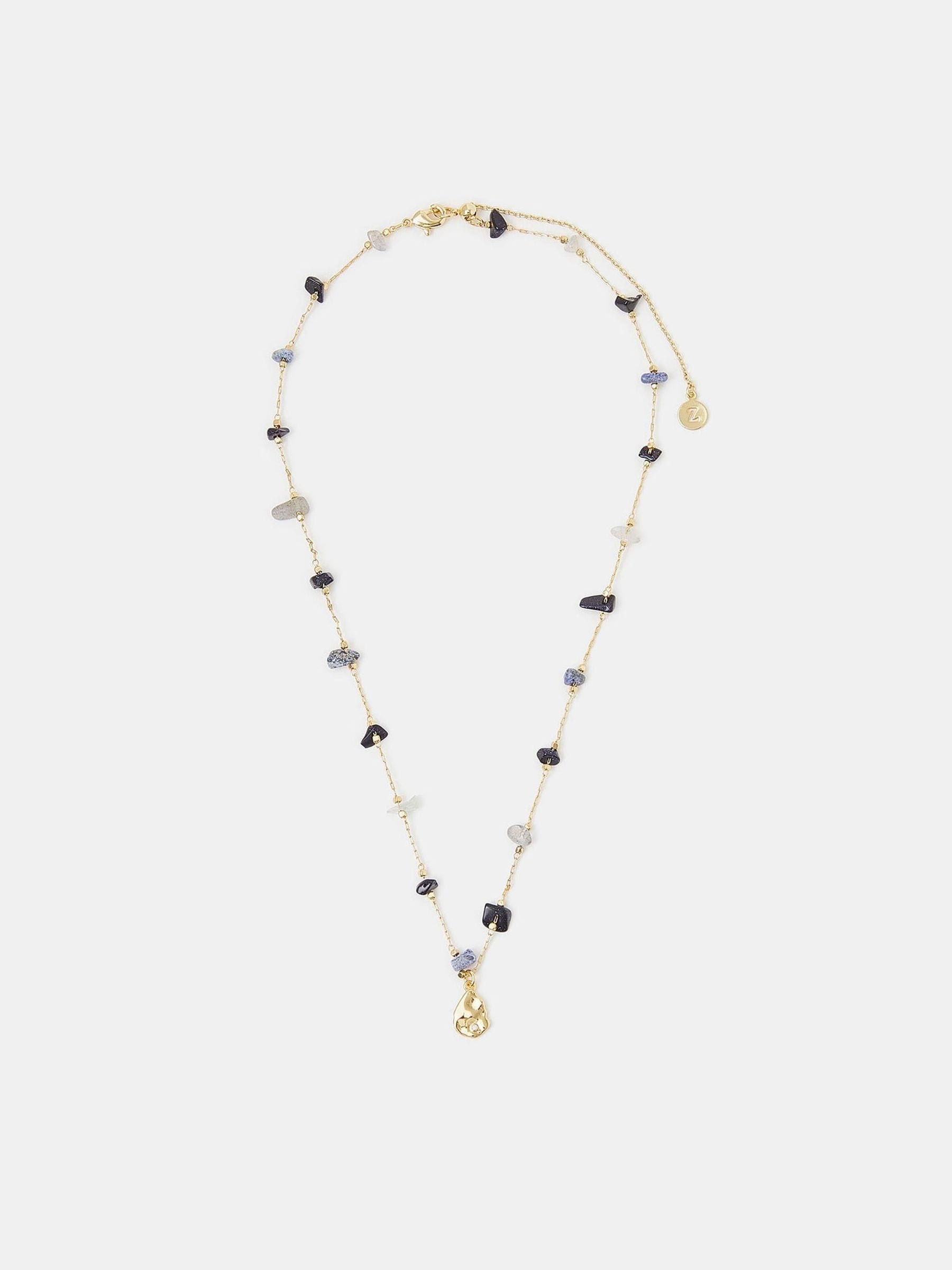 Accessorize Gold 14ct Gold-Plated Pendant Nugget Stone Station Necklace