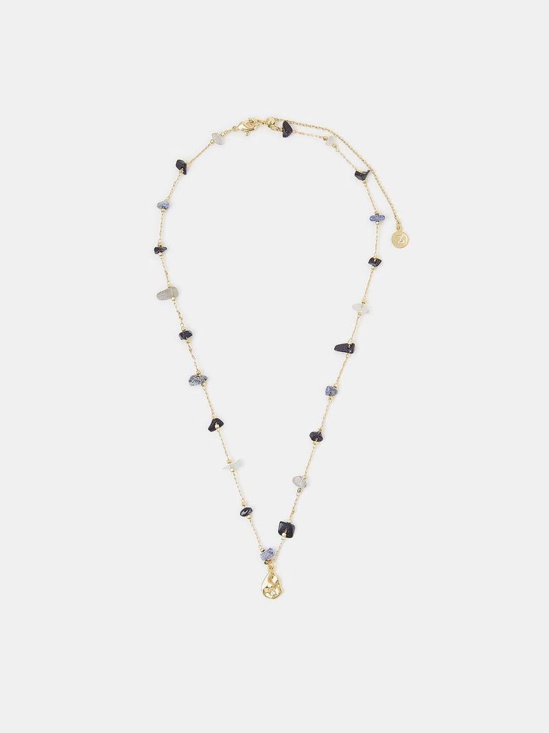 Accessorize Gold 14ct Gold-Plated Pendant Nugget Stone Station Necklace