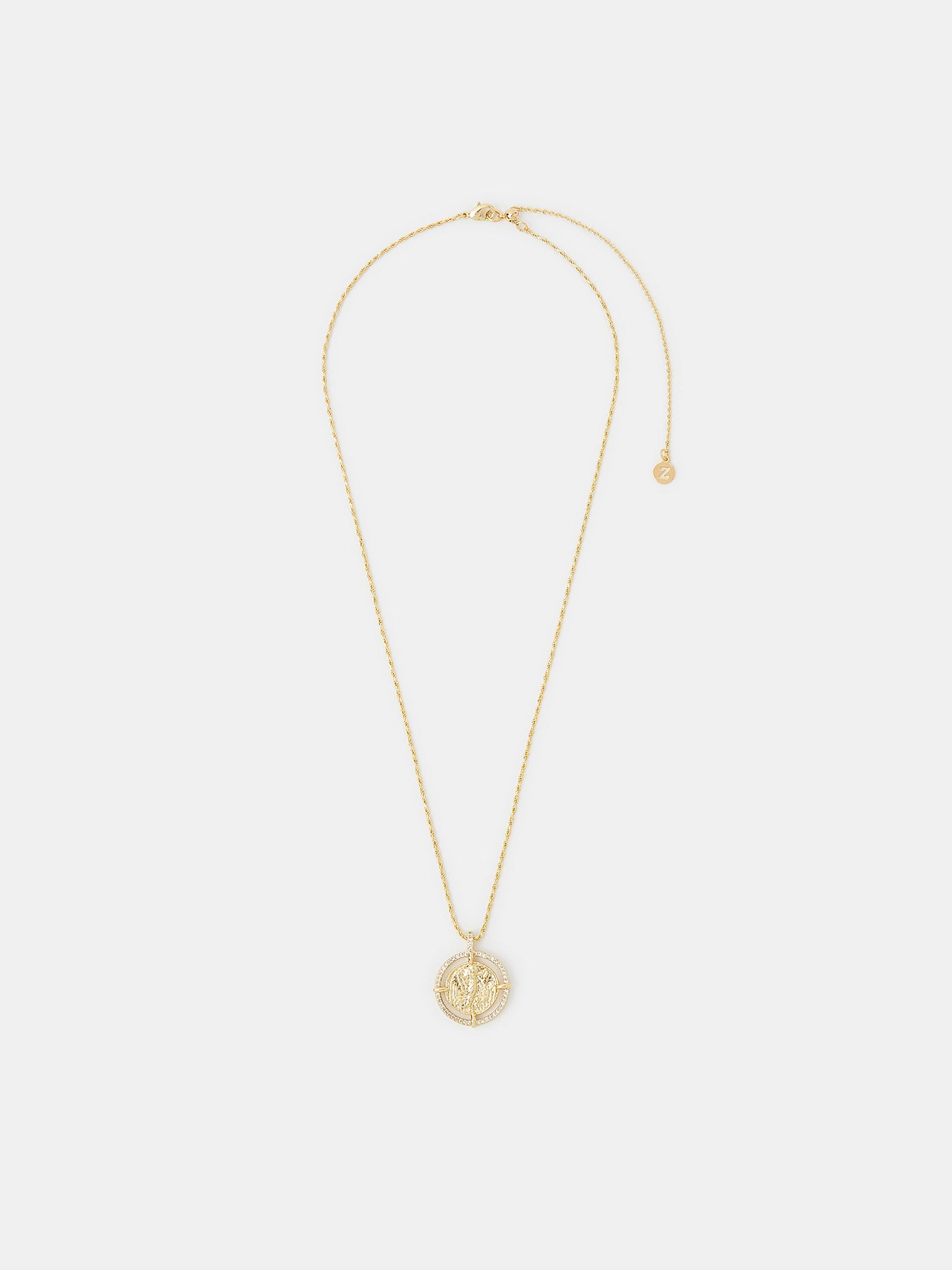 Accessorize Gold Plated Diamante Coin Necklace - British product