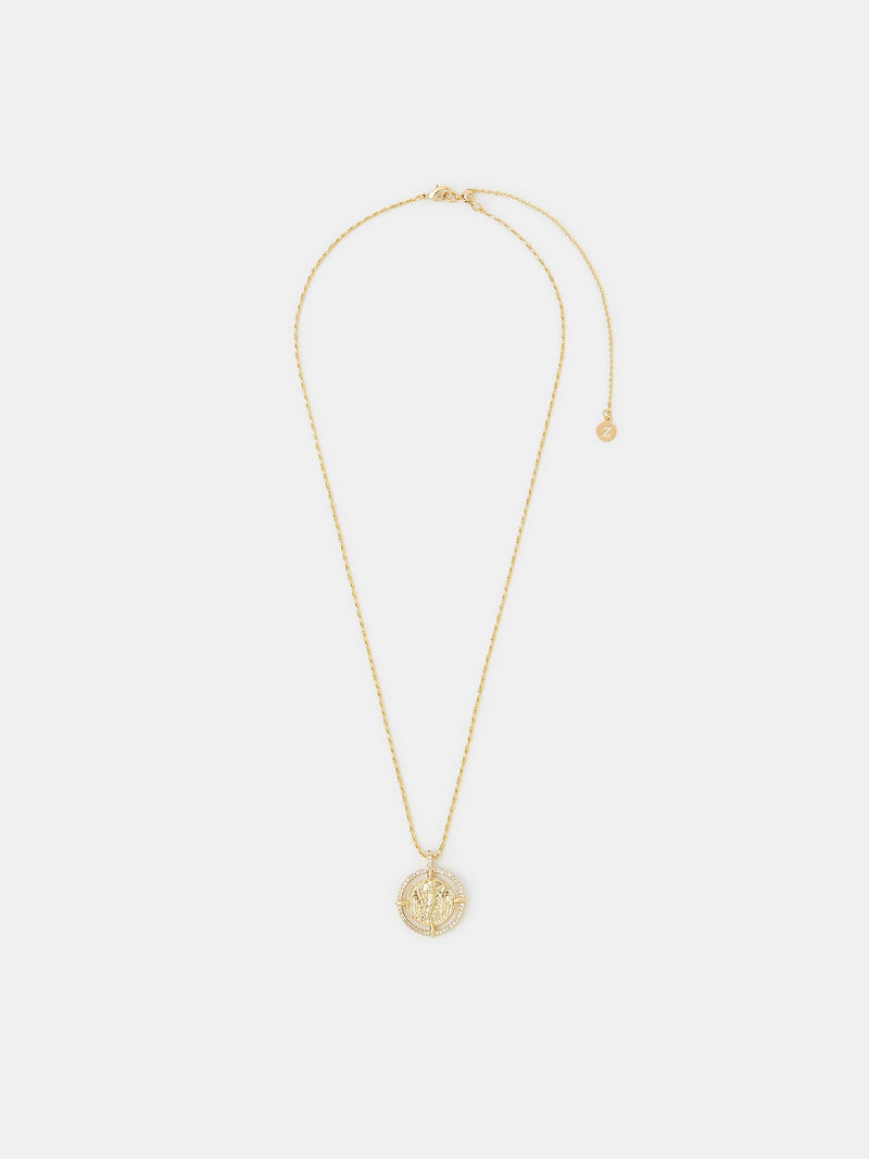 Accessorize Gold Plated Diamante Coin Necklace - British product