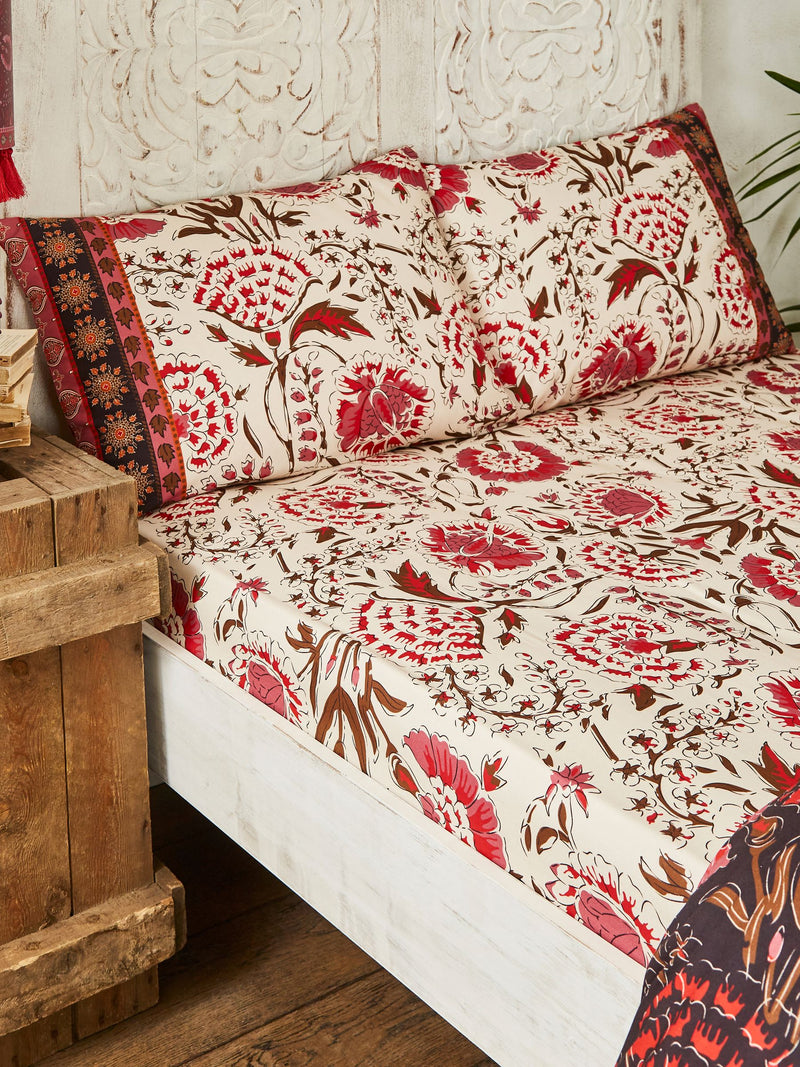 Joe Browns Cream Floral Bohemia Border Print Bed Sheet, UK version