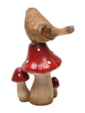 Widdop brown bird mushroom garden ornament 28cm (British brand)