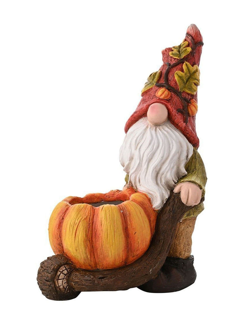 Widdop orange outdoor gonk pushing pumpkin wheelbarrow decorative figure 45cm height (British brand)