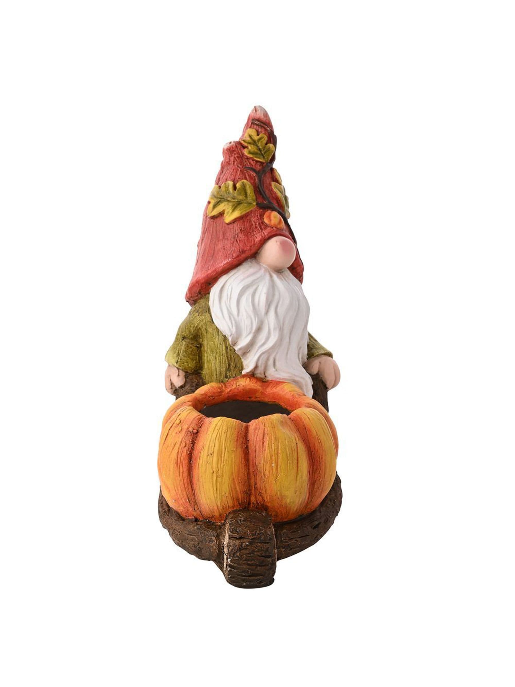 Widdop orange outdoor gonk pushing pumpkin wheelbarrow decorative figure 45cm height (British brand)