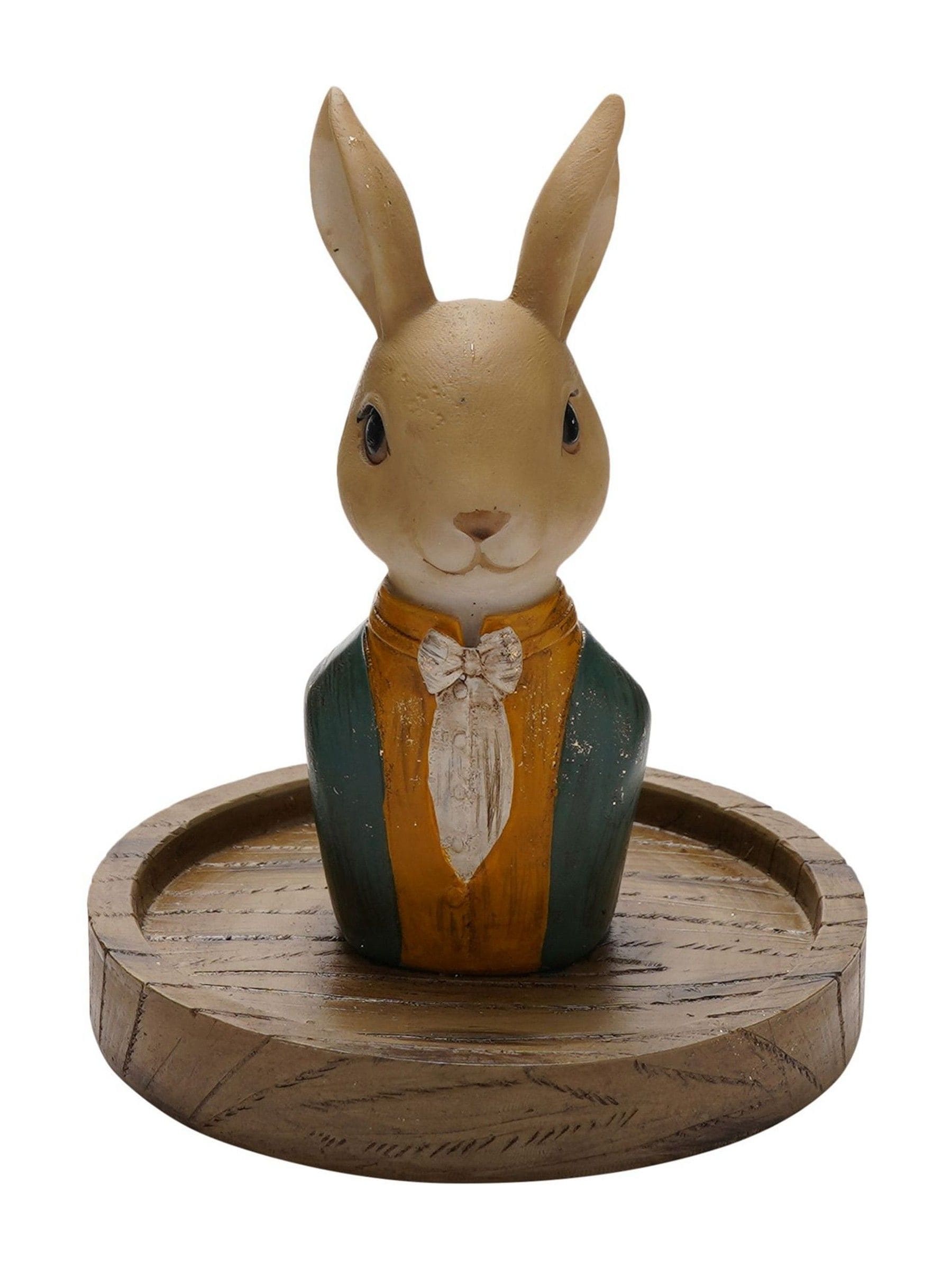 Brown suited bunny glass dome figurine 14cm height (British brand)
