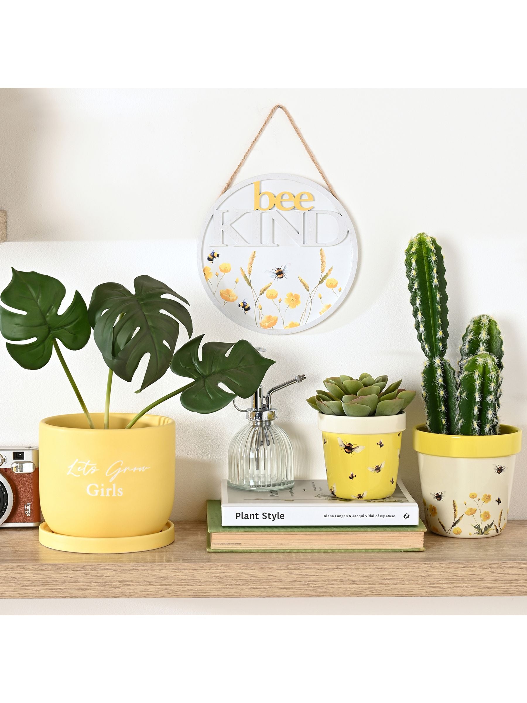 Widdop yellow ceramic plant pot Let's Grow Girls 14cm (British brand)