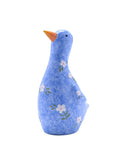 Widdop blue floral print duck resin figurine 17cm (British brand)