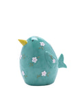 Widdop green floral print bird figurine 12x11.5x9.5cm (British brand)