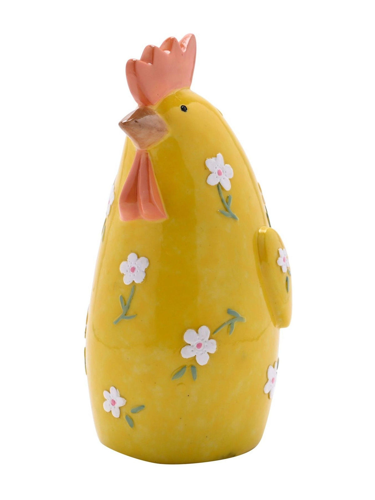 Widdop Yellow Floral Print Chicken Resin Figurine