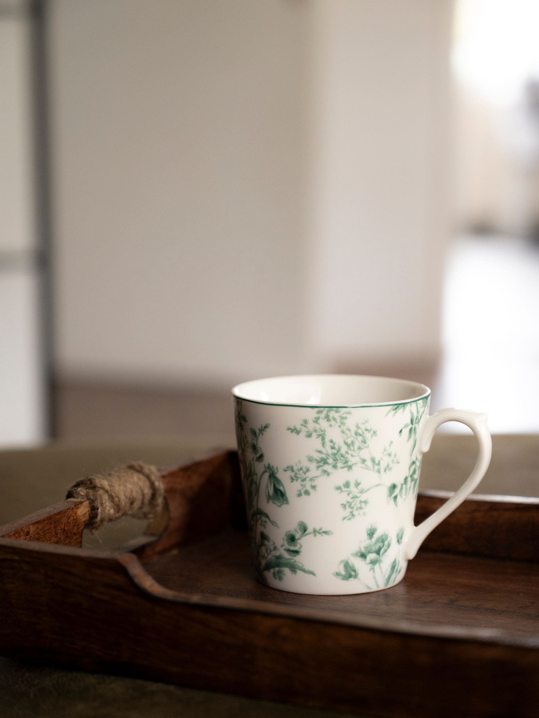 Laura Ashley teal green Thurston Bloom mugs set of 4, UK version