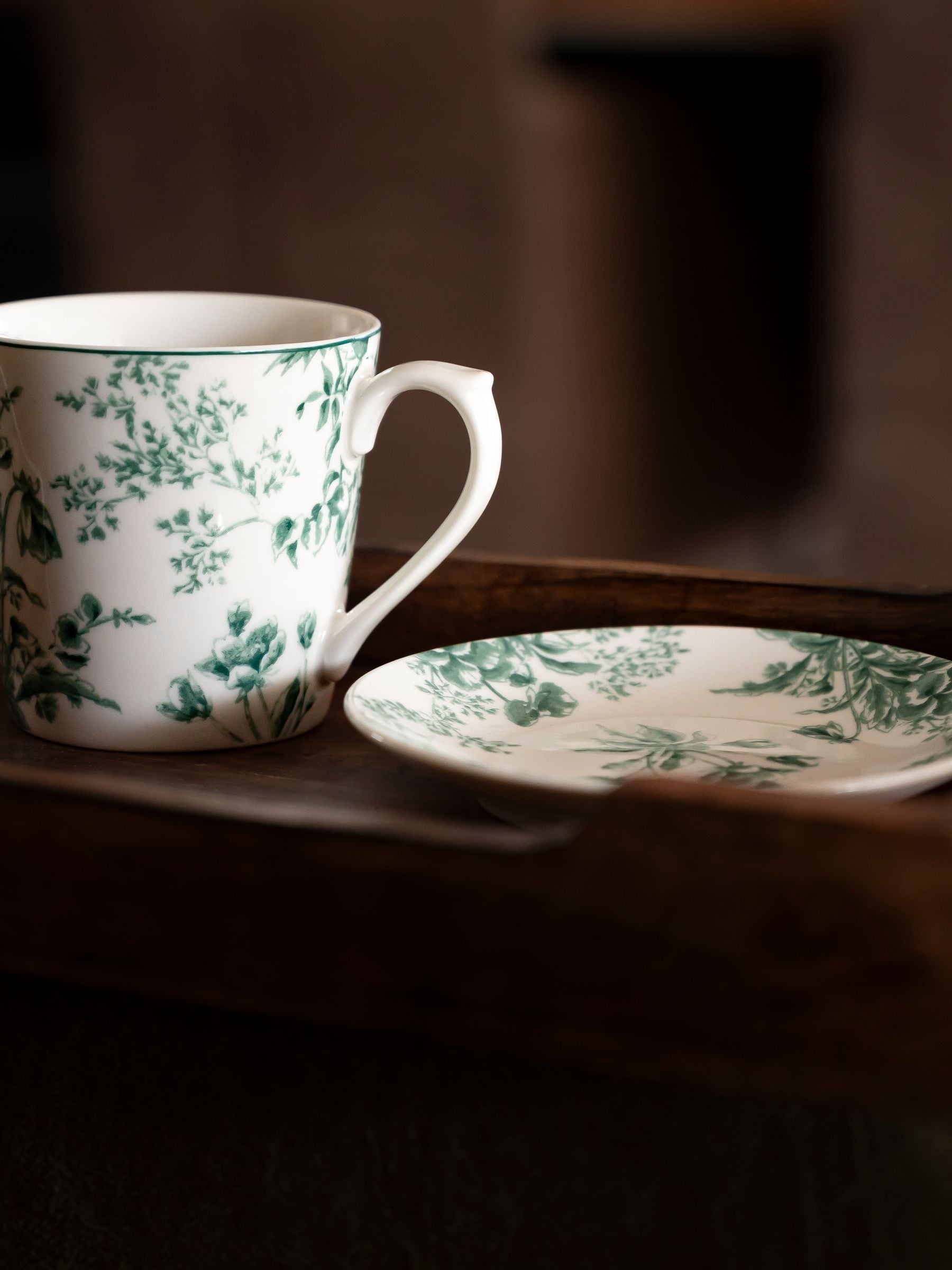 Laura Ashley teal green Thurston Bloom mugs set of 4, UK version