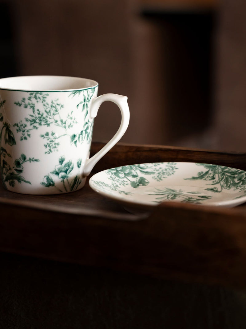 Laura Ashley teal green Thurston Bloom mugs set of 4, UK version