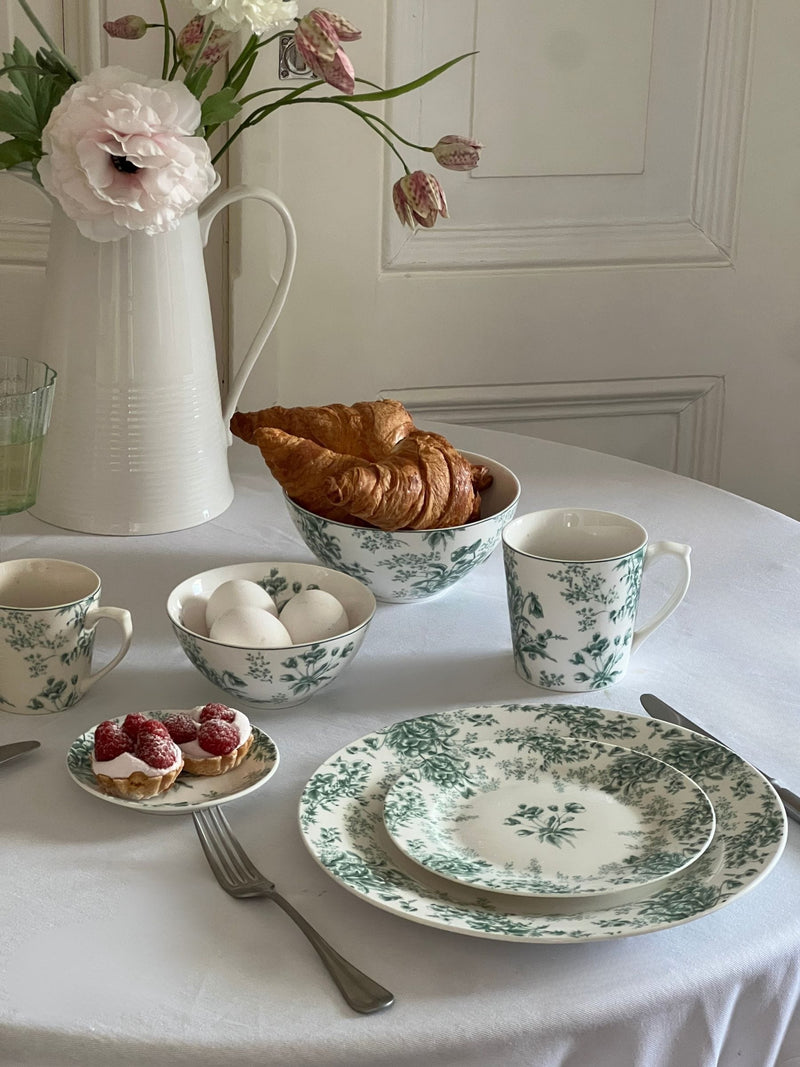 Laura Ashley teal green Thurston Bloom mugs set of 4, UK version