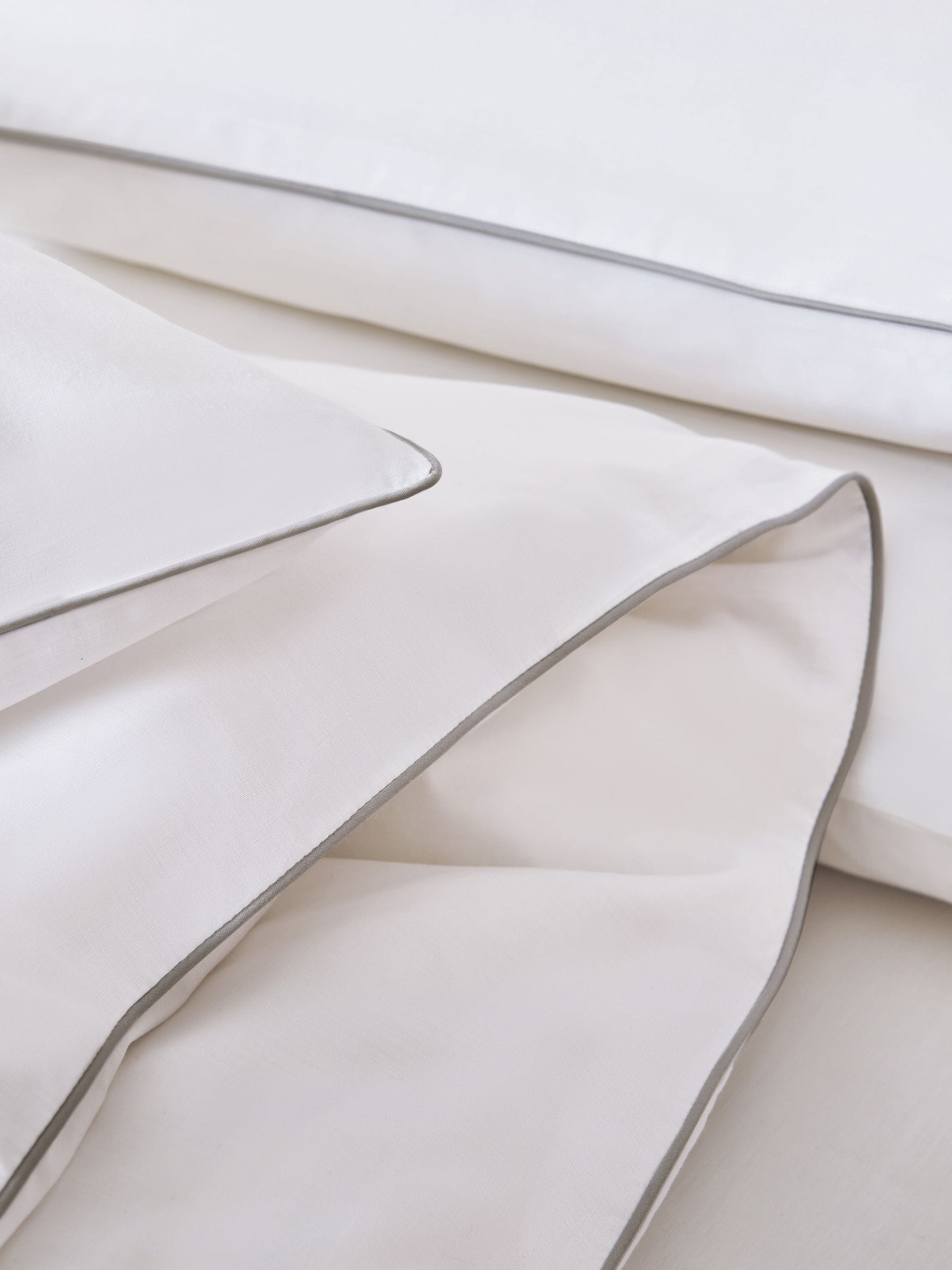 White Cotton Rich Piped Duvet Cover and Pillowcase Set