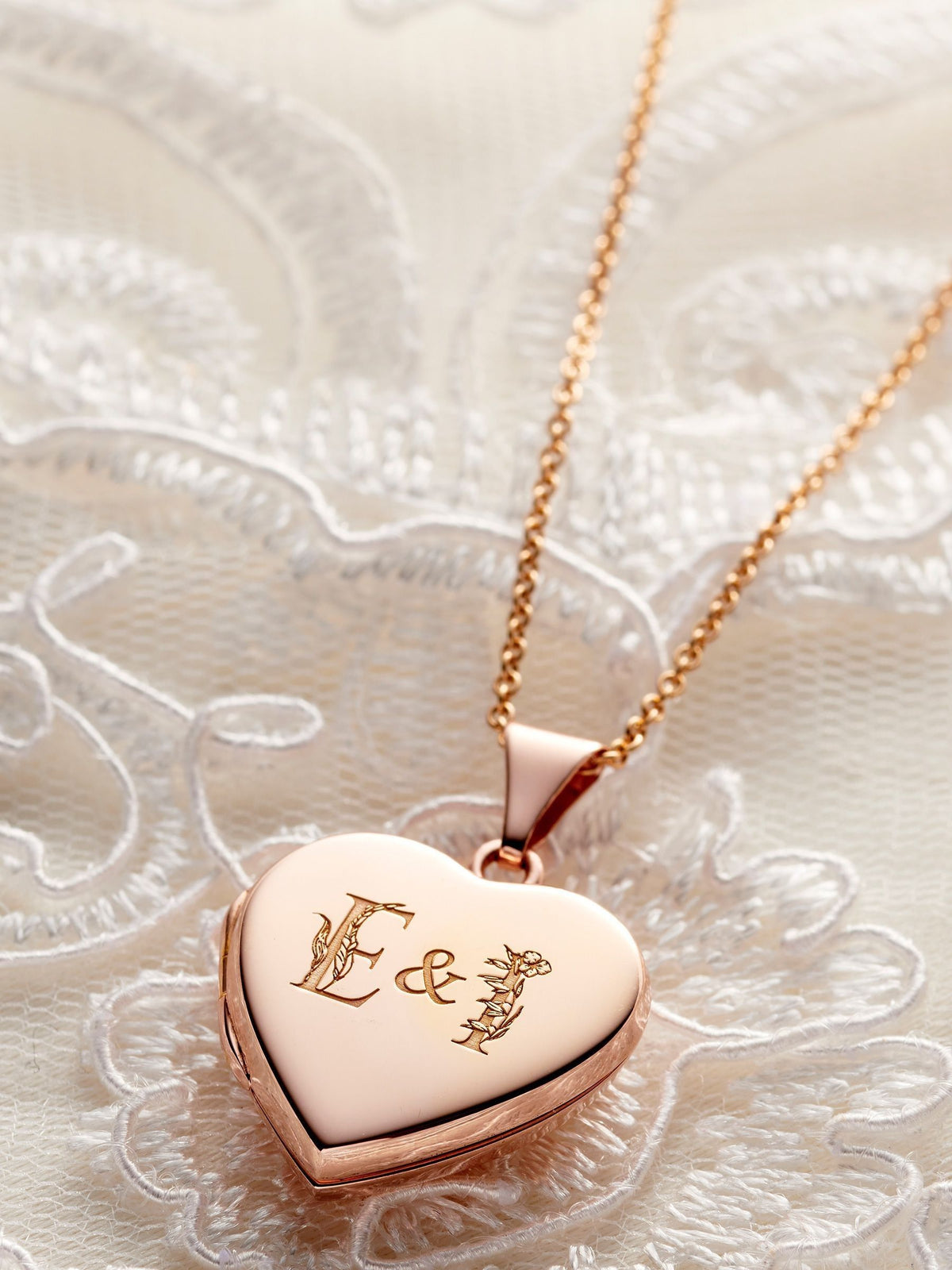 Posh Totty Designs gold tone floral print heart locket necklace, imported from the UK