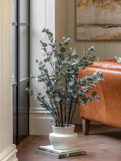 Gallery Home White Faux Eucalyptus in Ceramic Pot Artificial Plant 109.5cm