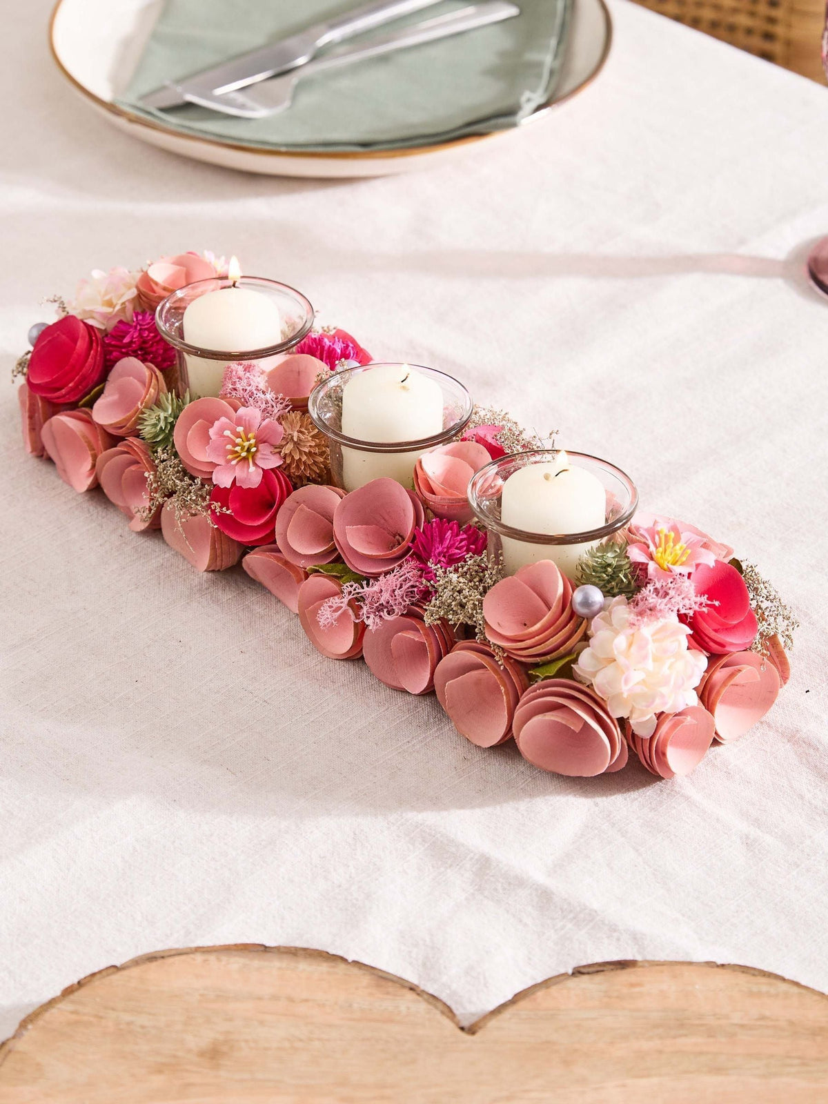 Dibor Belford floral triple candle holder 9cm height - British product