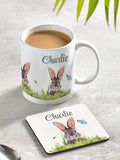 Loveabode personalised ceramic mug and cork-backed coaster set 11oz - British product