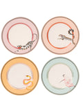 Yvonne Ellen Set of 4 White Animal Dinner Plates