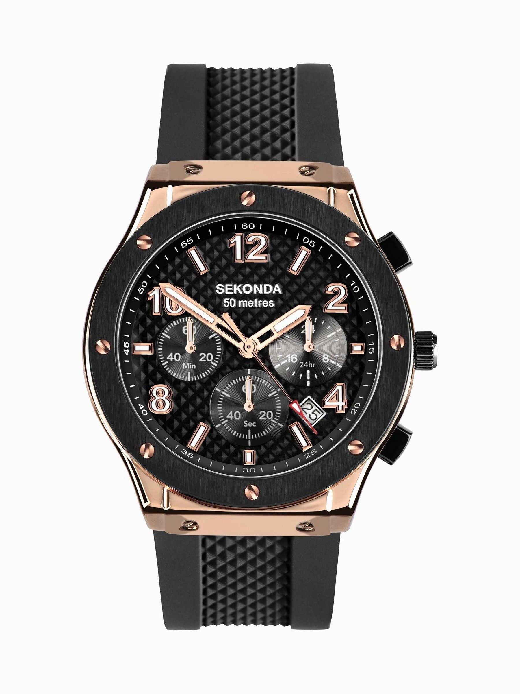 Sekonda Black Dark Sports Titan Watch 43mm (British brand)