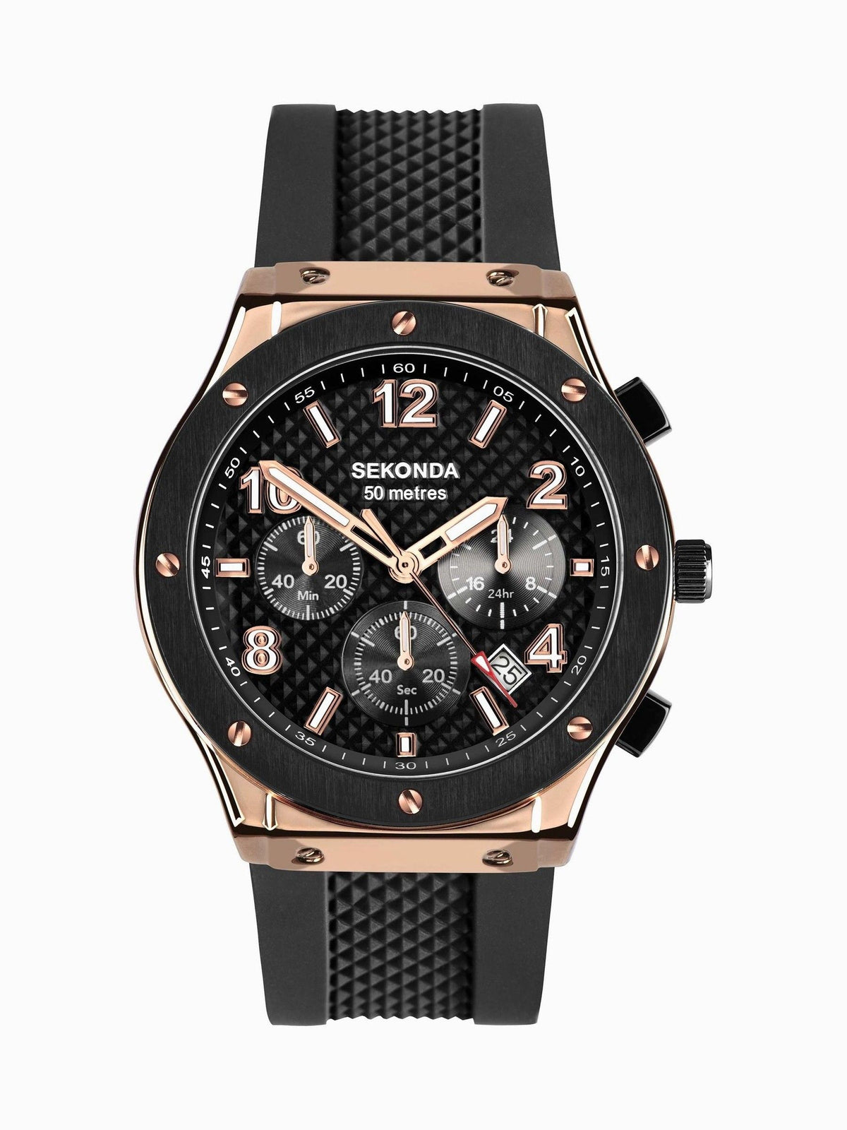 Sekonda Black Dark Sports Titan Watch 43mm (British brand)