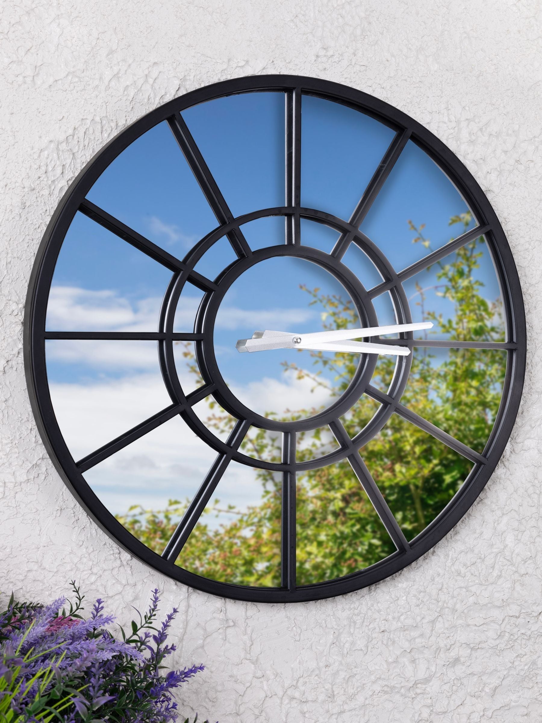 Charles Bentley Black Buttermere garden mirrored wall clock ONE - British product