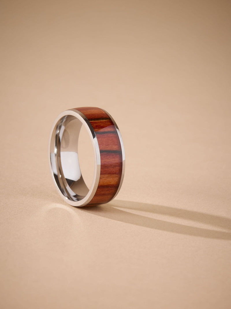 Silver tone stainless steel band detail ring (British brand)
