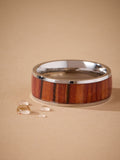 Silver tone stainless steel band detail ring (British brand)