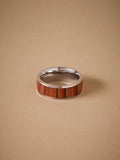 Silver tone stainless steel band detail ring (British brand)