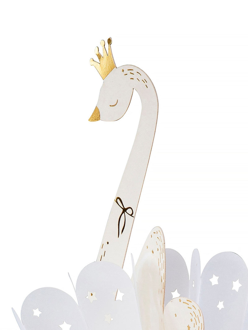 Hallmark White Gold Premium 3D White Swan Greeting Card - Paper Fables
