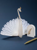 Hallmark White Gold Premium 3D White Swan Greeting Card - Paper Fables