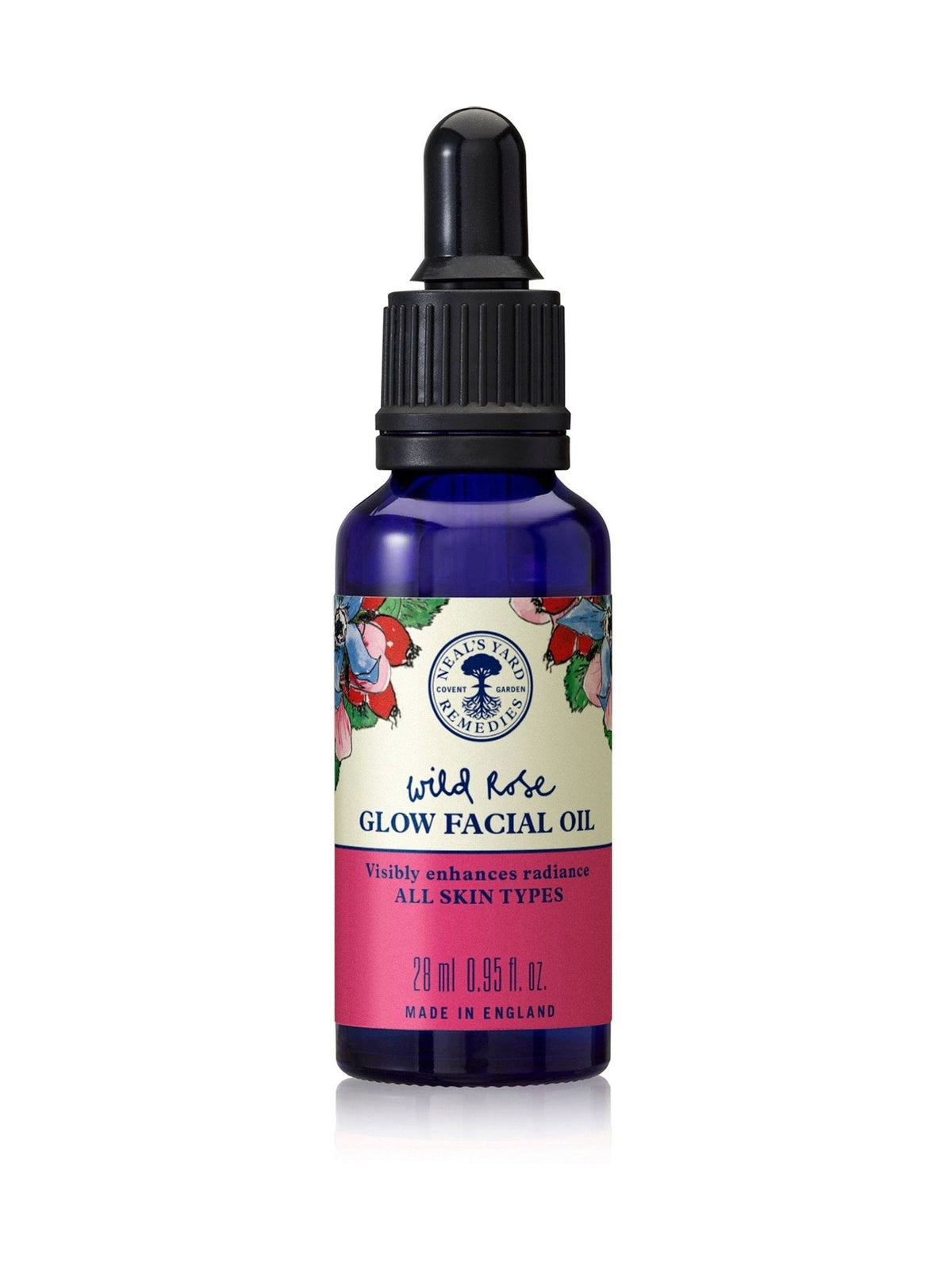 Neals Yard Remedies Wild Rose Glow Facial Oil 28ml, imported from the UK