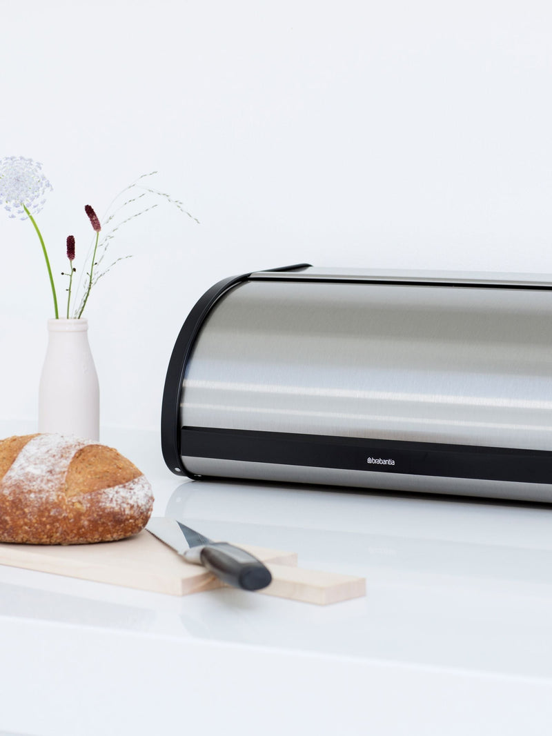 Brabantia Matt Steel Fingerprint Proof Roll Top Bread Bin
