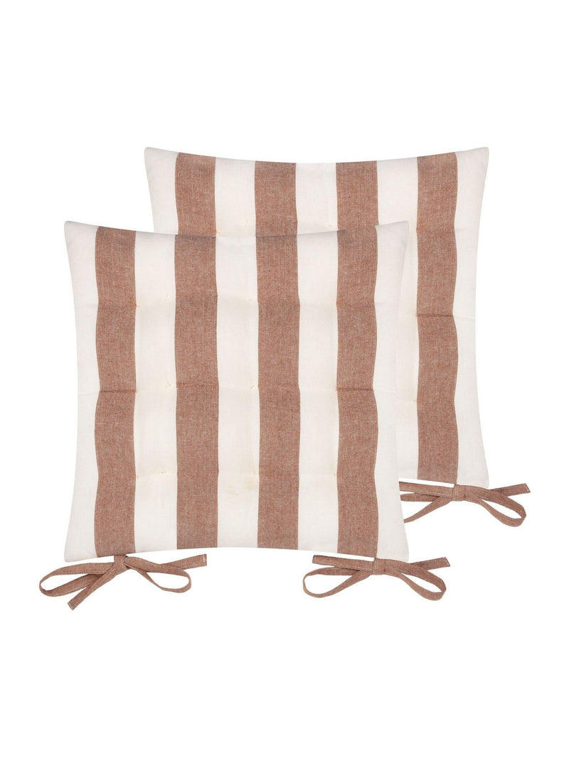 Yard Pecan Hayle Striped Cotton Seat Pads 2 Pack 40cm x 3cm (British brand)