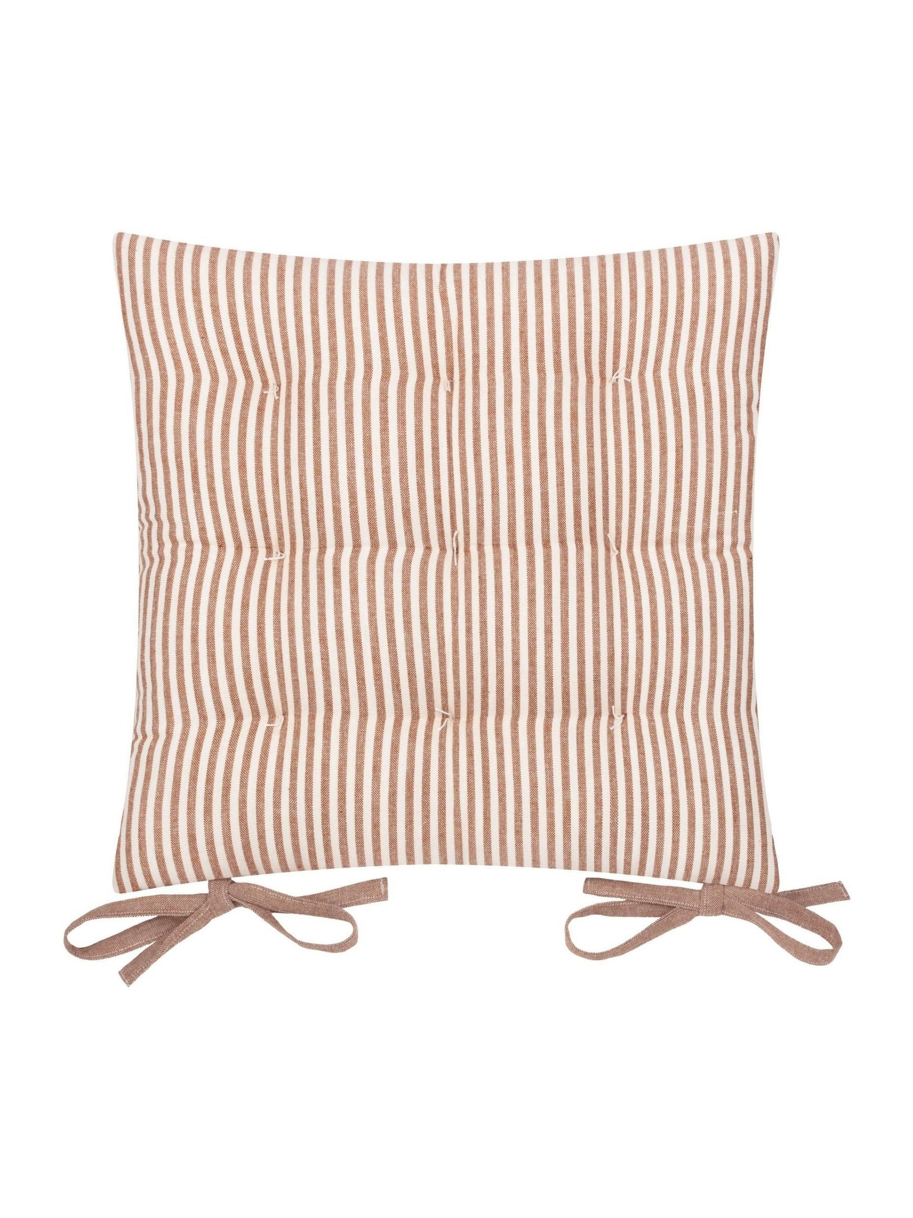 Yard Pecan Hayle Striped Cotton Seat Pads 2 Pack 40cm x 3cm (British brand)