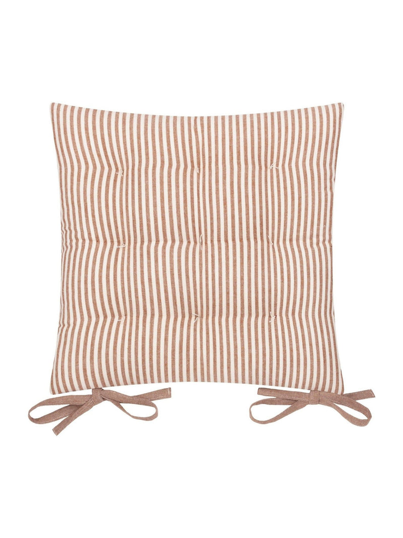 Yard Pecan Hayle Striped Cotton Seat Pads 2 Pack 40cm x 3cm (British brand)