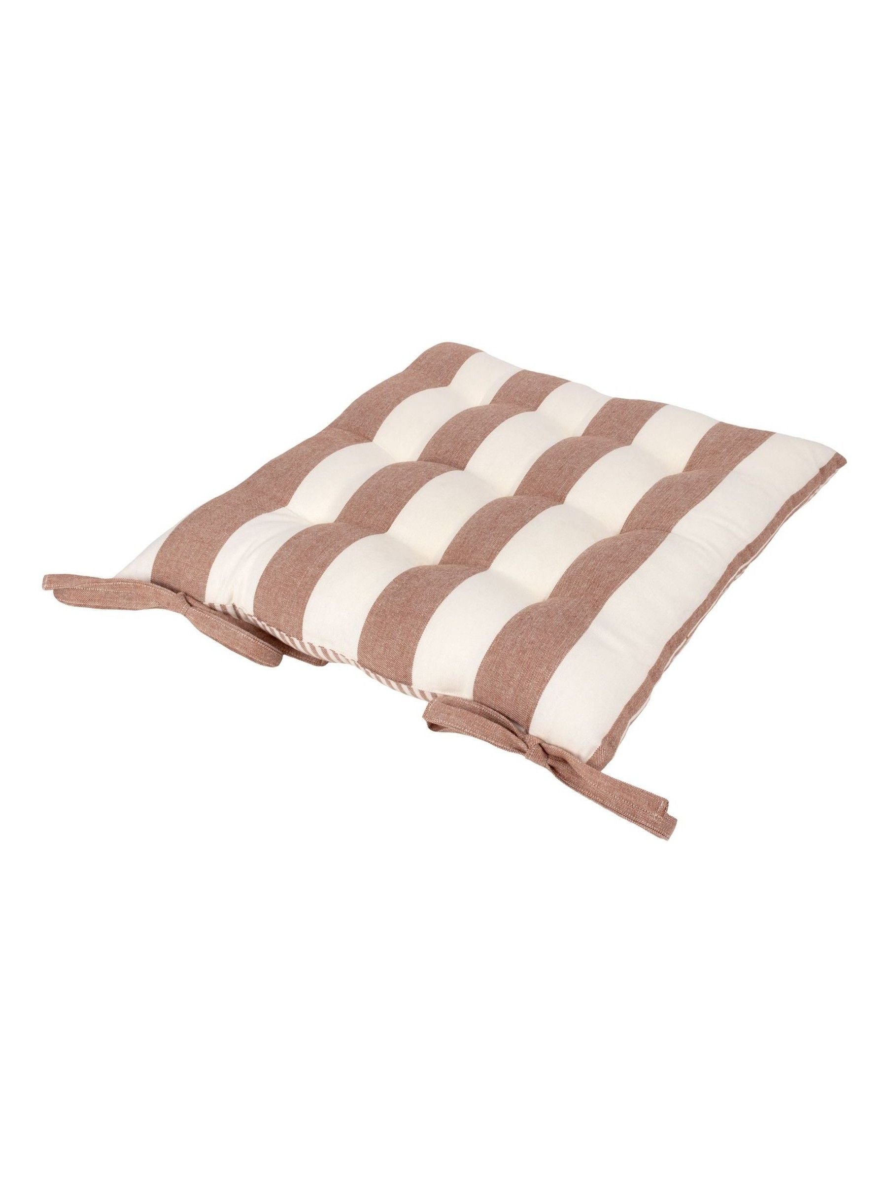 Yard Pecan Hayle Striped Cotton Seat Pads 2 Pack 40cm x 3cm (British brand)