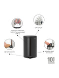 Brabantia Matt Black Pedal Bin 20L - British product