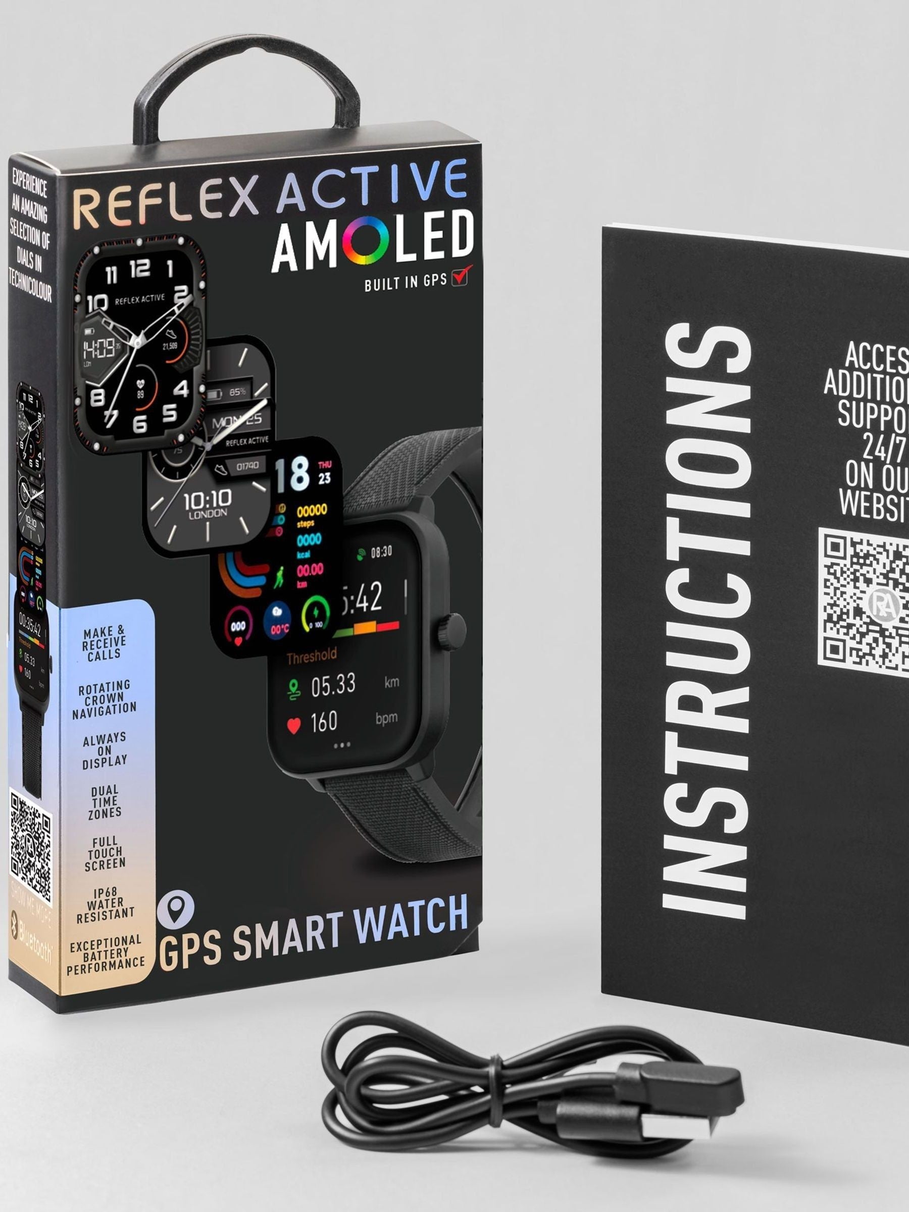Reflex Active Black Series 44 smartwatch, imported from the UK