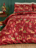 Red Christmas Sleigh Team duvet cover set - British product