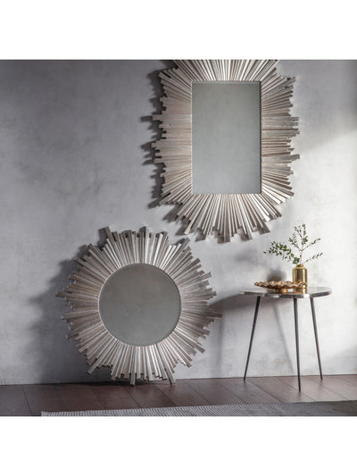 Gallery Home Silver Herzston Round Wall Mirror 100cm Diameter