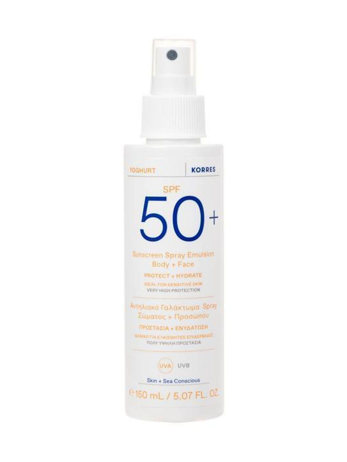Korres Yoghurt Spray Emulsion Sunscreen SPF50+ 150ml, UK version