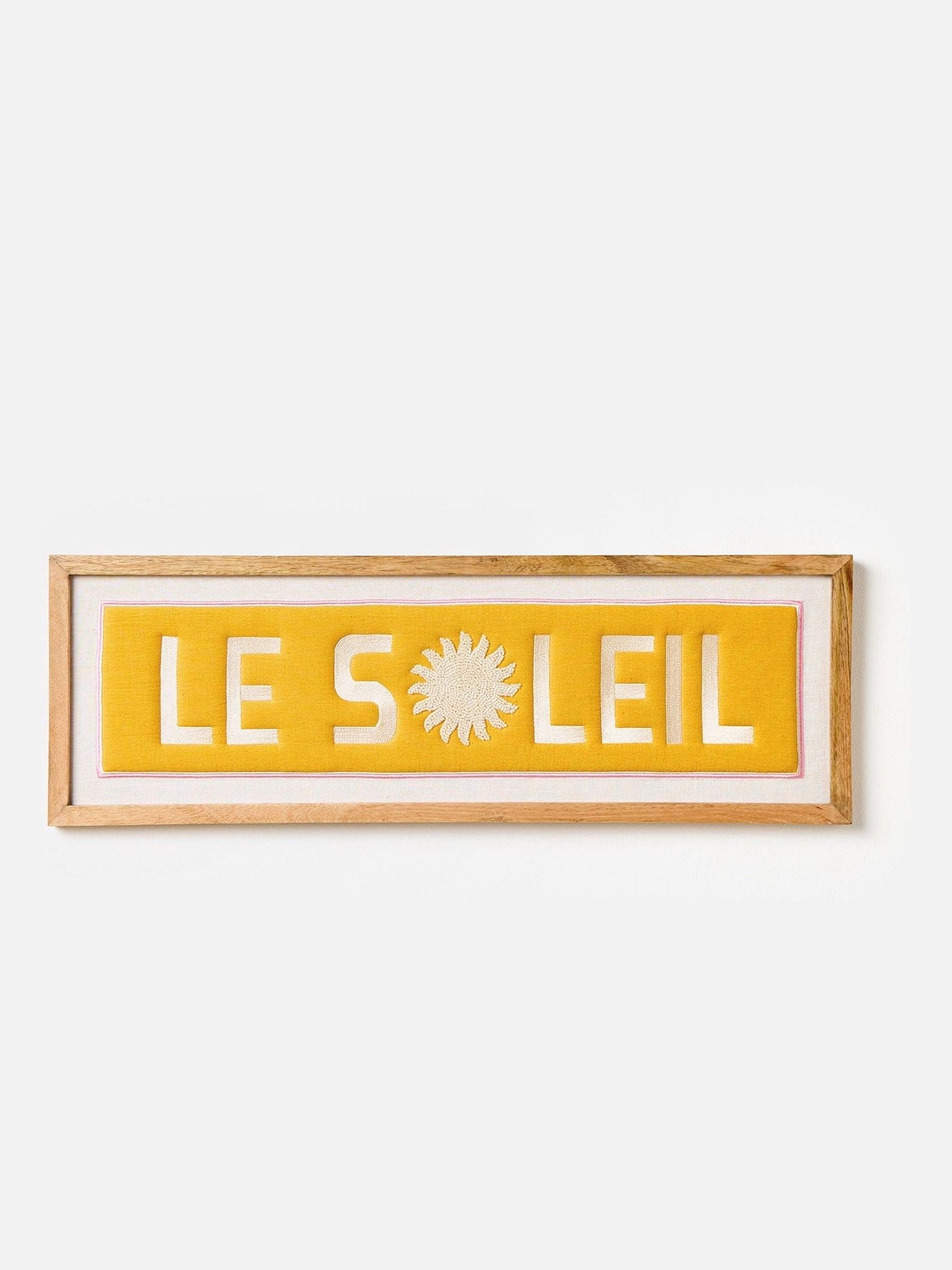 Oliver Bonas Yellow Le Soleil Embroidered Framed Wall Art