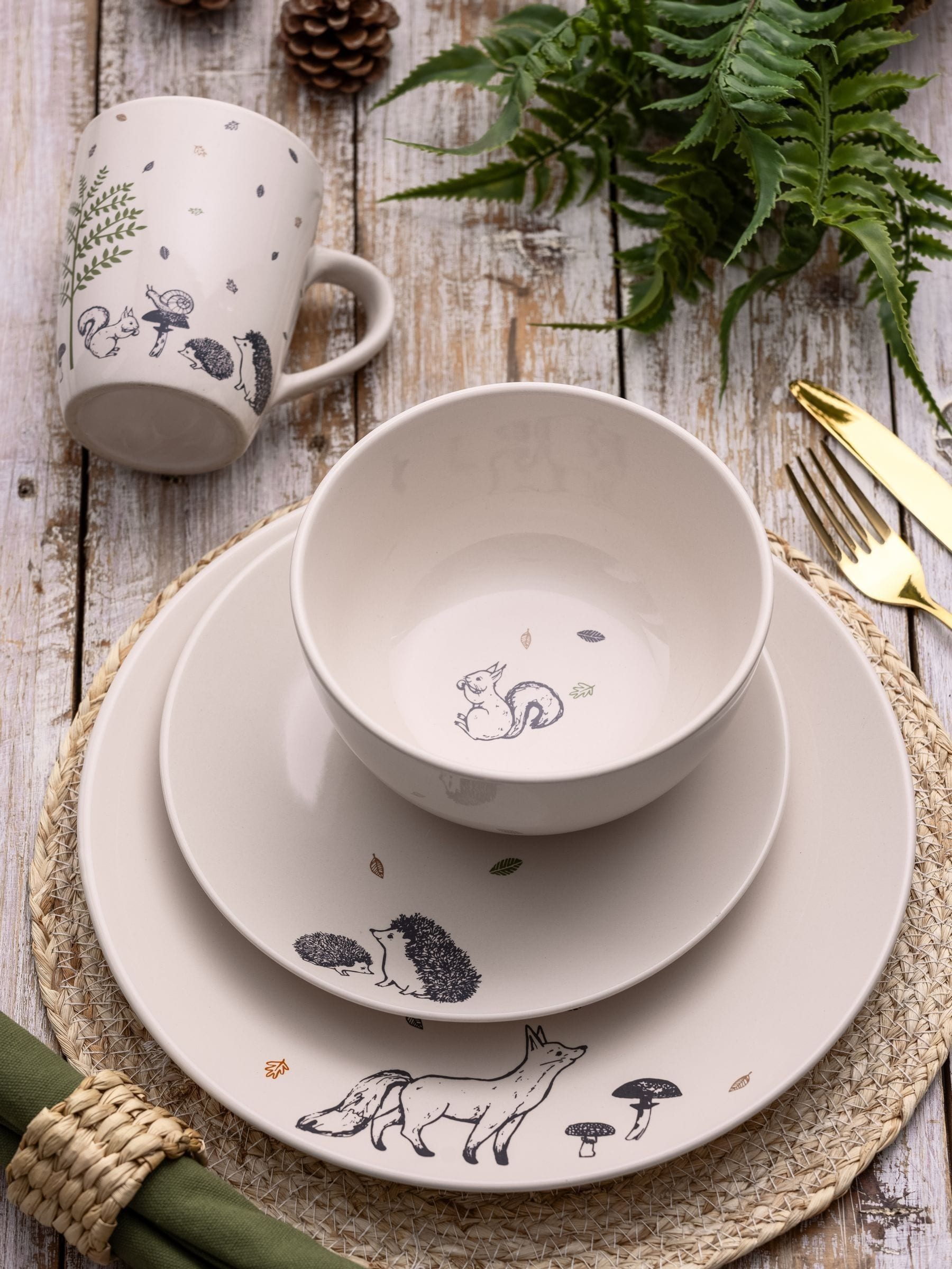 Price & Kensington Cream Woodland 16 piece dinner set, imported from the UK