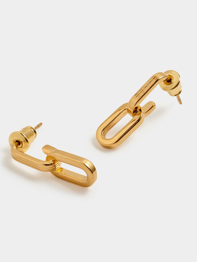 Waterproof Gold Hoop Earrings with Oversized Link Design
