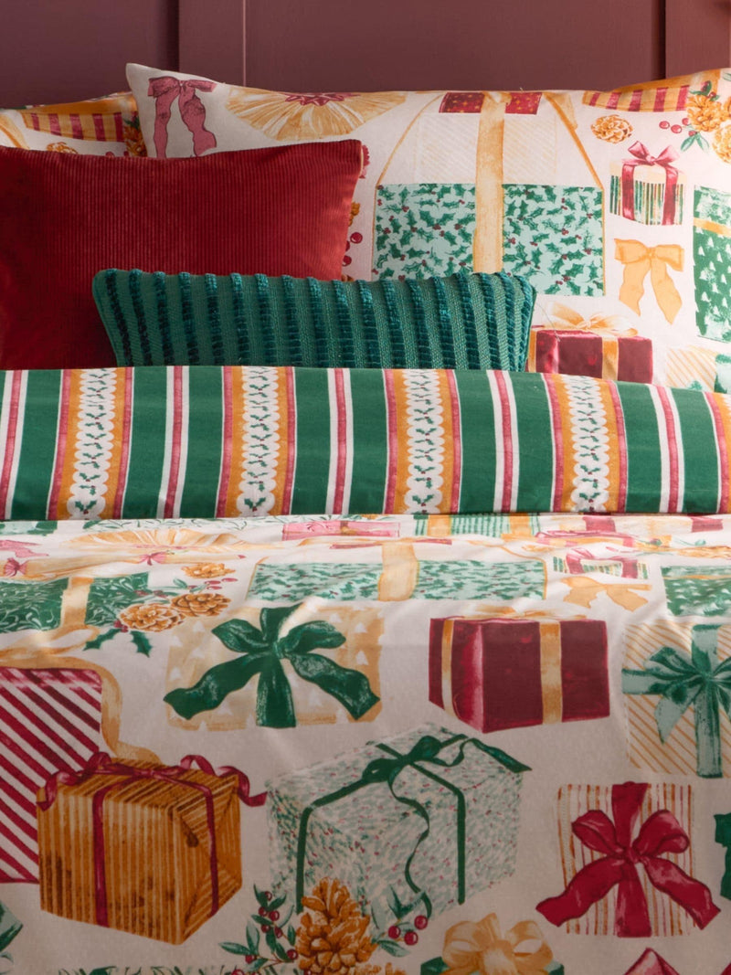 Christmas green reversible duvet cover set - British product