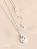 Silver Tone Birthstone Birth Flower Necklace